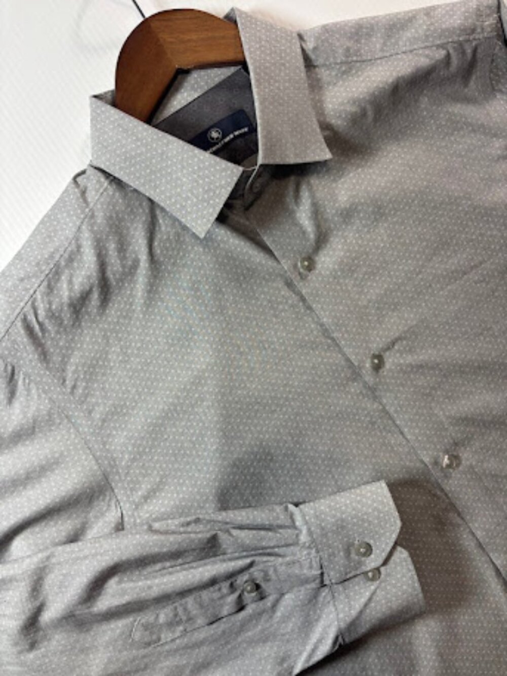 Hart Schaffner Marx Men's Gray Long-Sleeve Shirt 100% Cotton, Size L